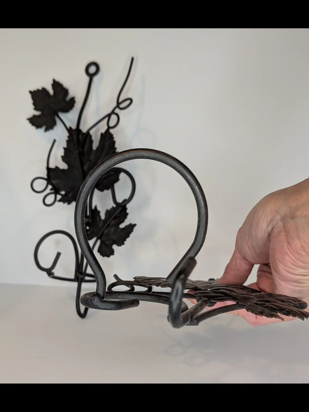 2 Bronze Colored Grape Leaf Designed Candle Holders and Hook Made For The Wall